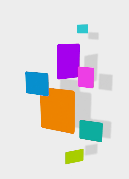 several colorful squares and rectangles float overtop of the page