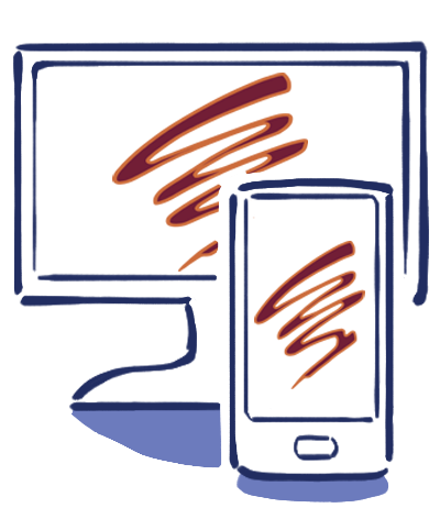 PowerTime Logo displayed on a mobile phone and a desktop monitor