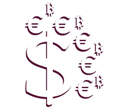 A circular decoration made of symbols for various currencies