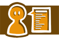 Stylized icon of a person next to a page of their associate data