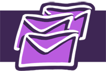 Stylized icon of three letters in envelopes